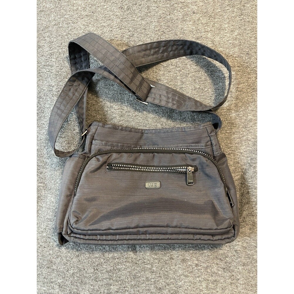 LUG Infinity Collection Shimmy Gray Nylon Travel Crossbody Shoulder Bag